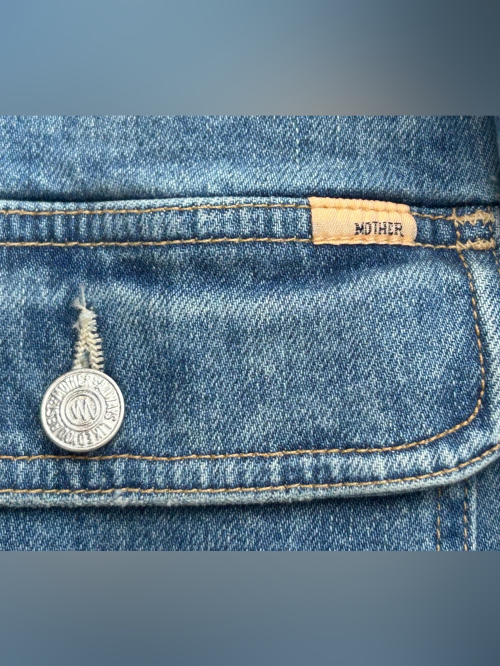 MOTHER Rootin Tootin Denim Jacket in Horsin Around Trucker Jean Jacket Large - Picture 5 of 16